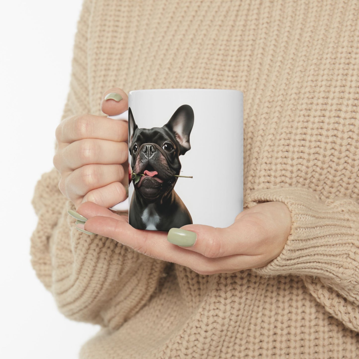 French Bulldog Mug with Rose (11oz & 15oz)