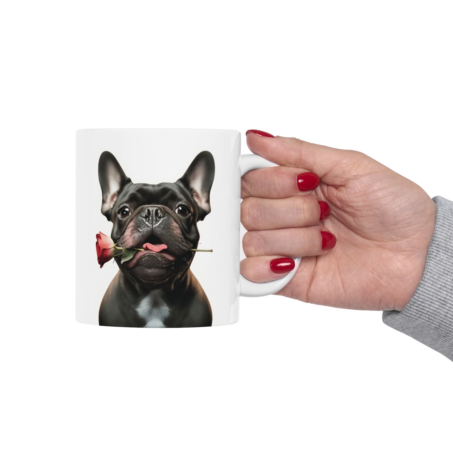 French Bulldog Mug with Rose (11oz & 15oz)