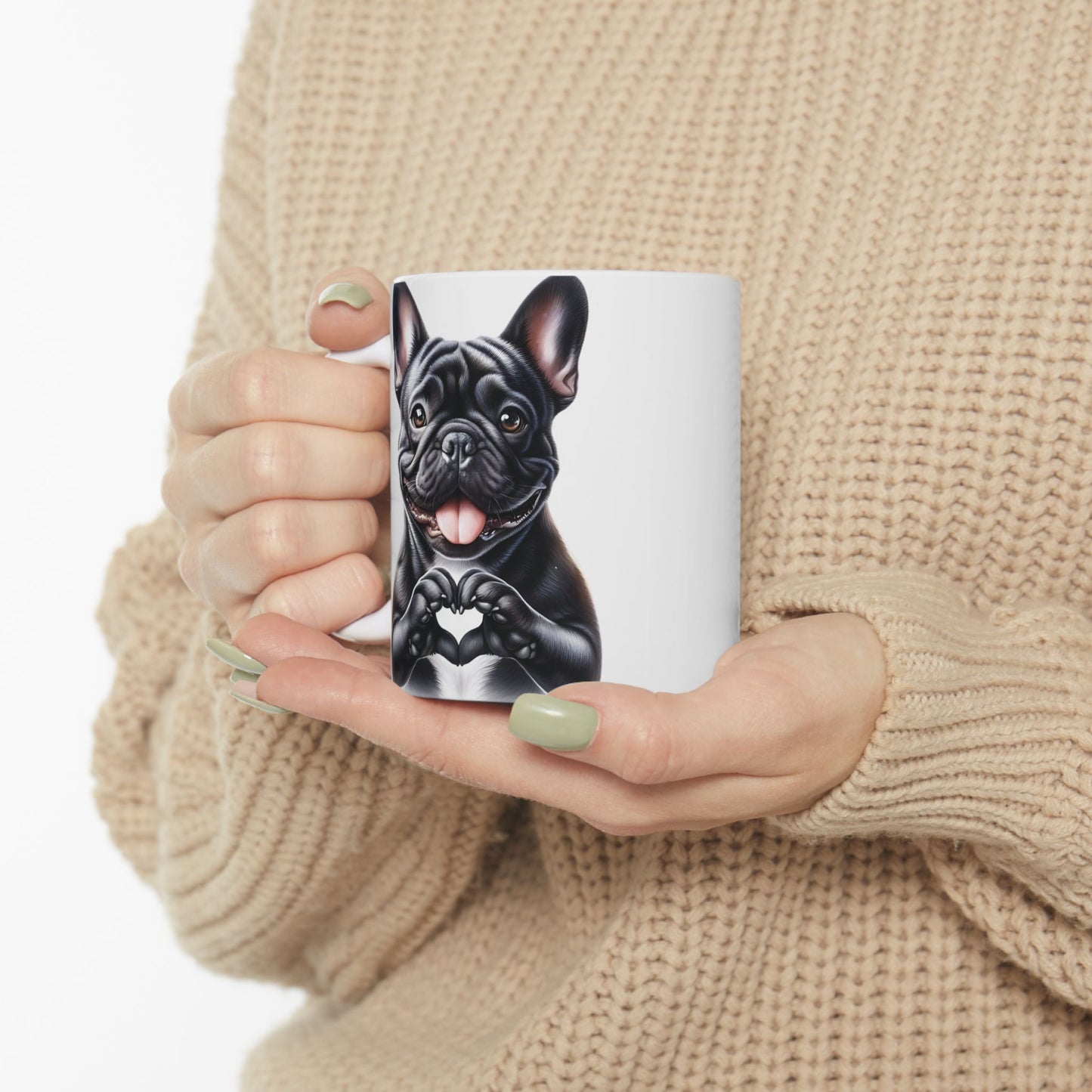 French Bulldog Heart Hand Sign Mug (11oz & 15oz)