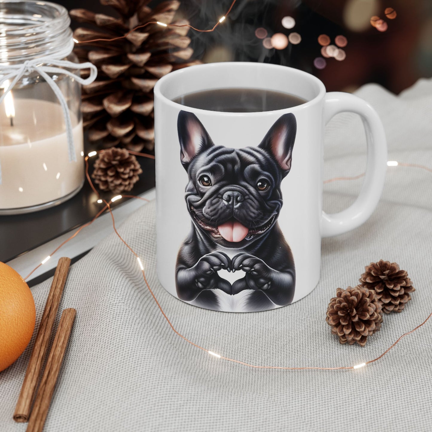 French Bulldog Heart Hand Sign Mug (11oz & 15oz)