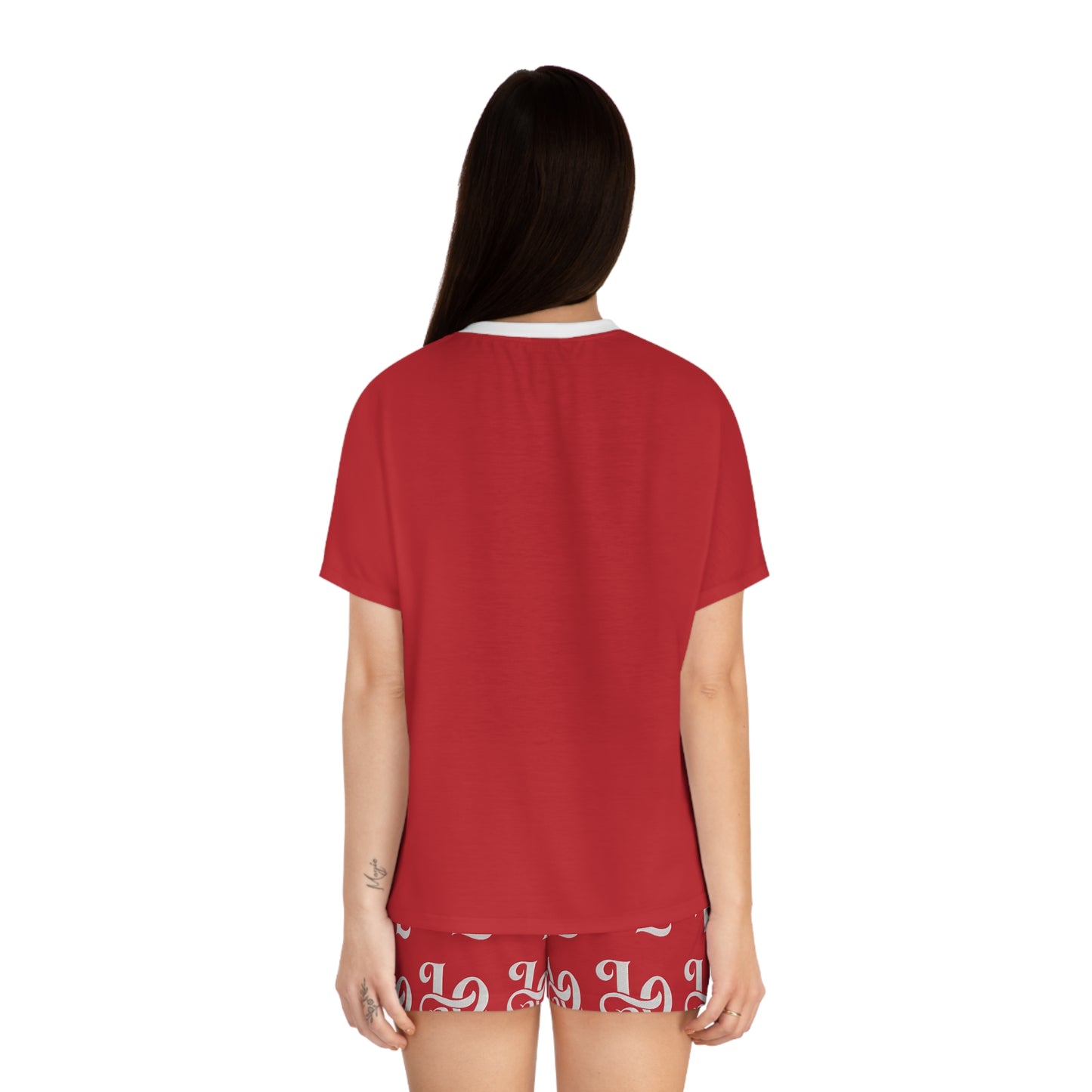 Romantic Love Pajama Set for Women - Short Sleepwear in Red