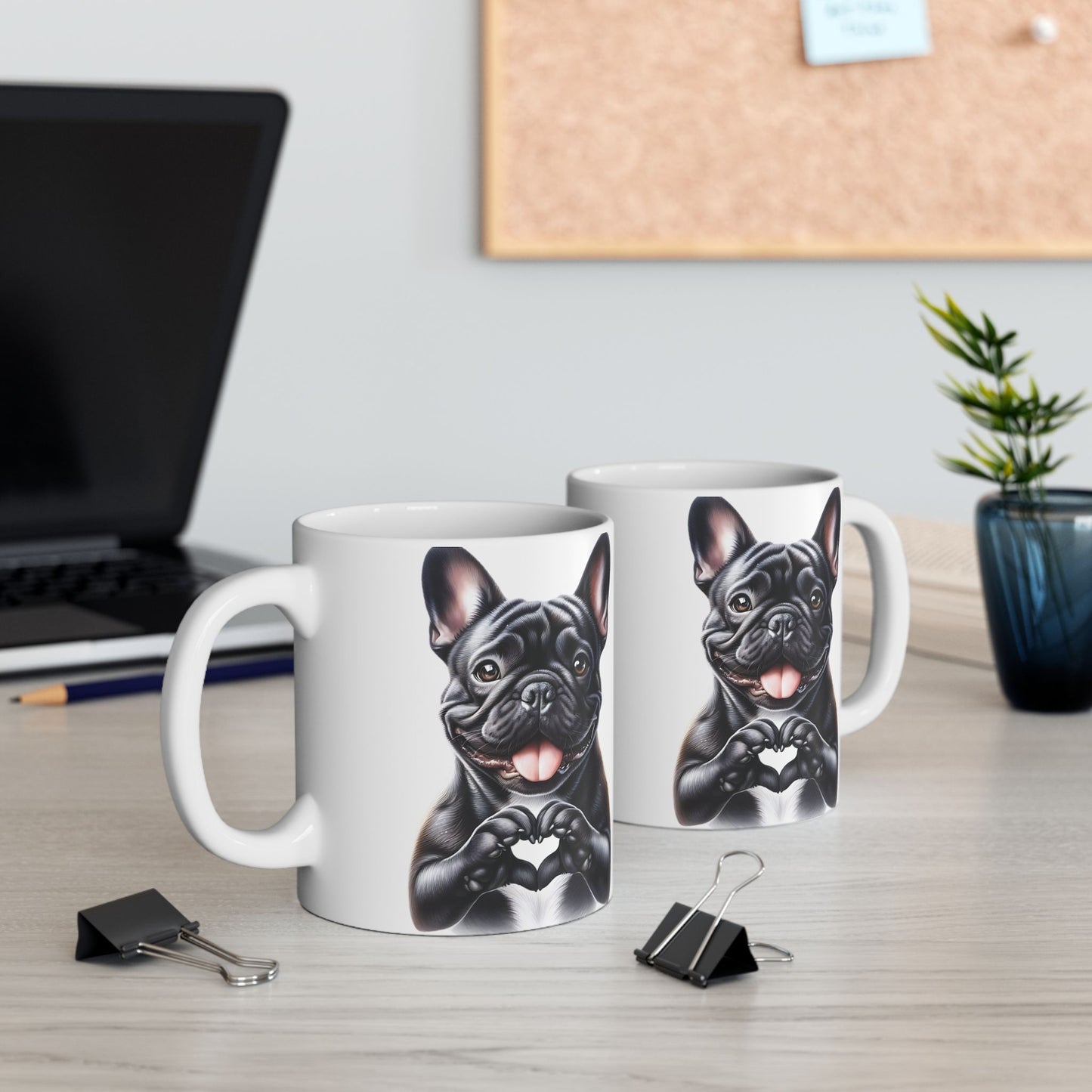 French Bulldog Heart Hand Sign Mug (11oz & 15oz)