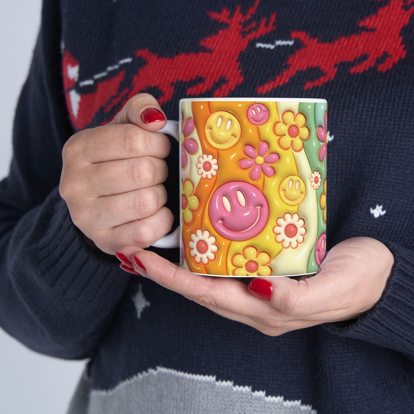 "Cheerful Floral" Ceramic Mug (11oz, 15oz)