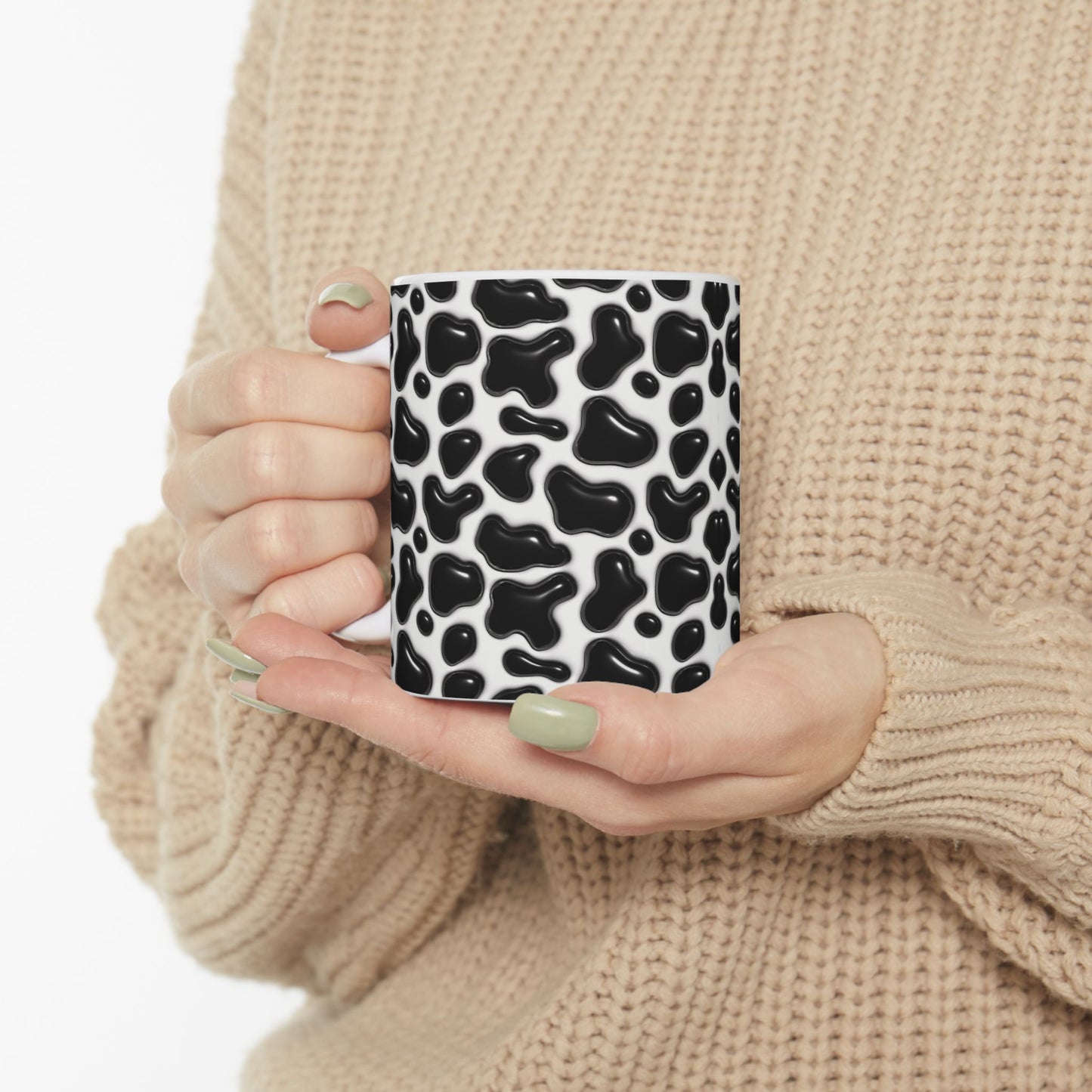 "Modern Black and White Leopard Print" Ceramic Mug (11oz, 15oz)