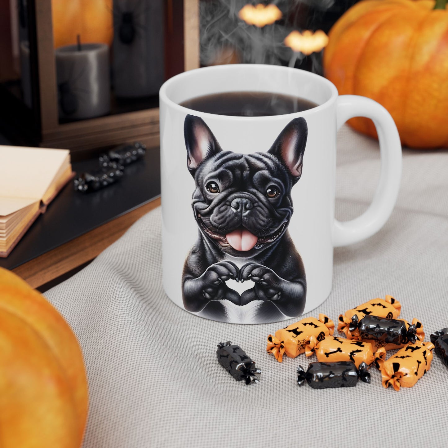 French Bulldog Heart Hand Sign Mug (11oz & 15oz)