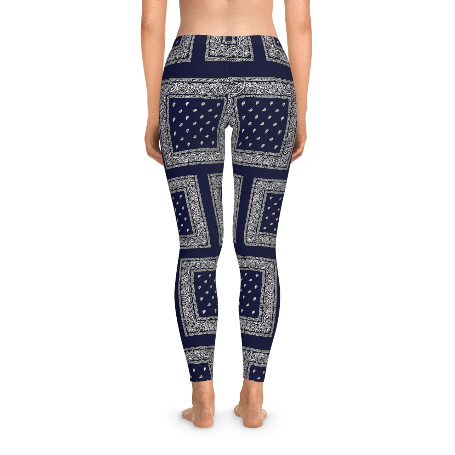 Navy Bandana Pattern Stretchy Leggings - Stylish & Comfortable Activewear