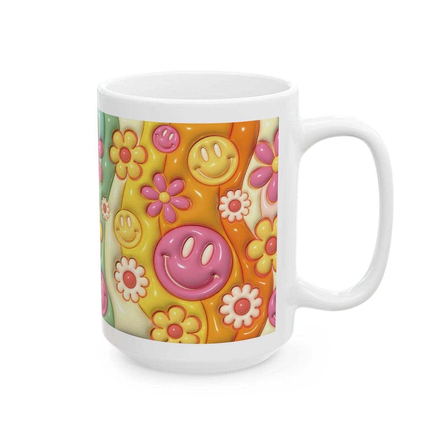 "Cheerful Floral" Ceramic Mug (11oz, 15oz)