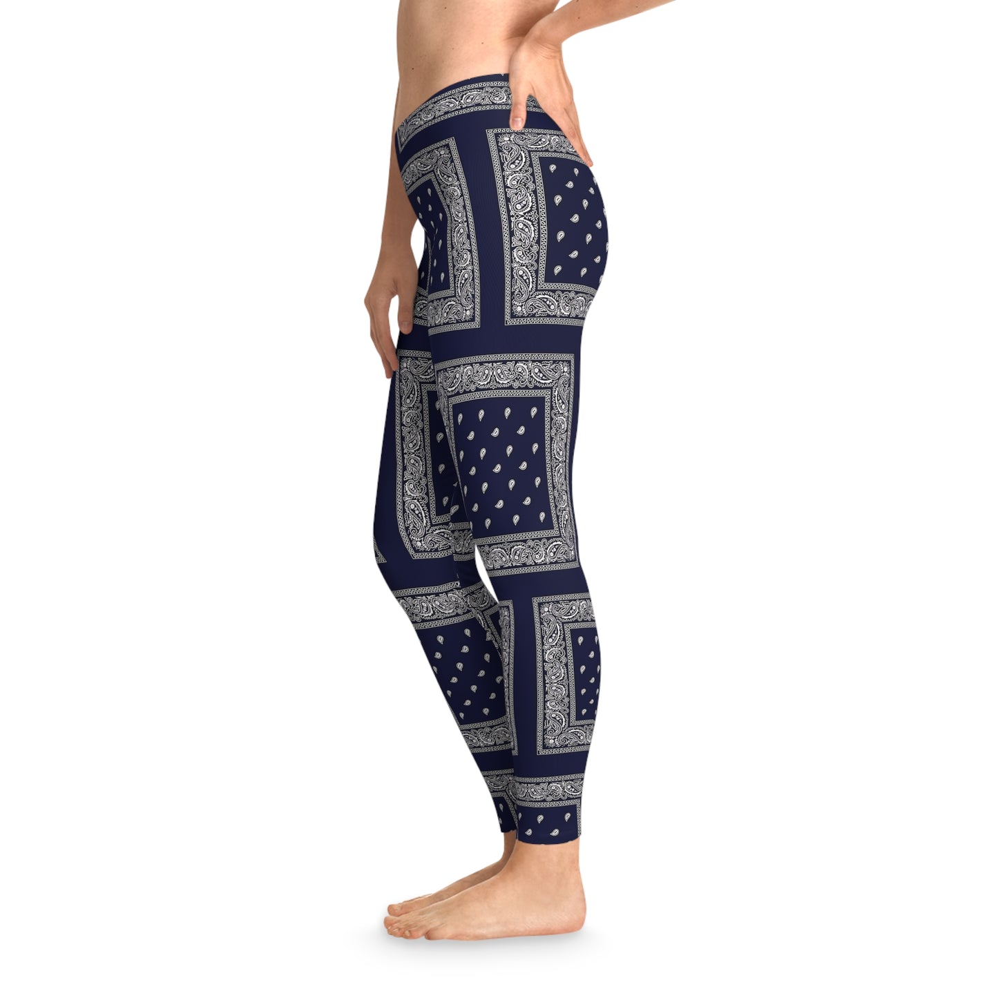 Navy Bandana Pattern Stretchy Leggings - Stylish & Comfortable Activewear