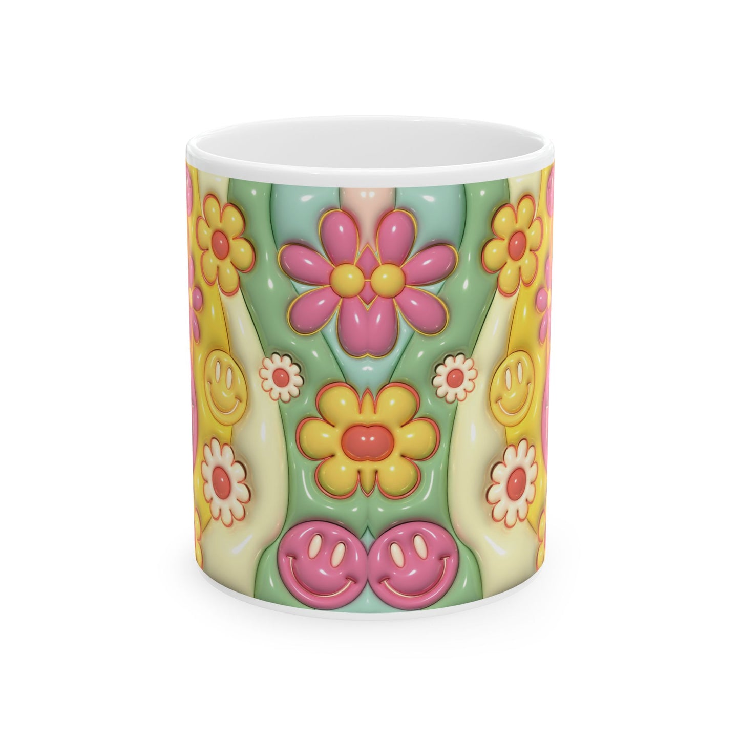 "Cheerful Floral" Ceramic Mug (11oz, 15oz)