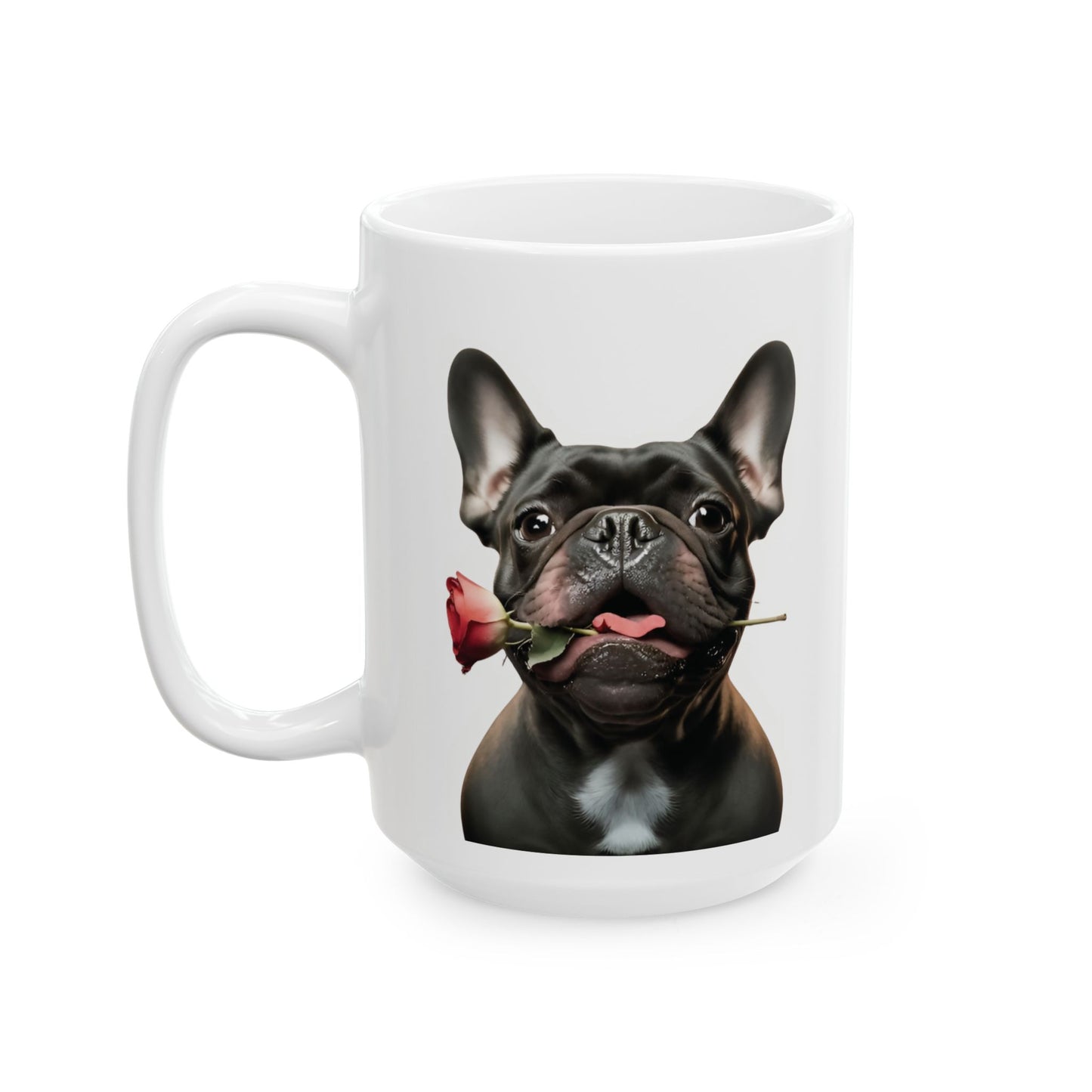 French Bulldog Mug with Rose (11oz & 15oz)
