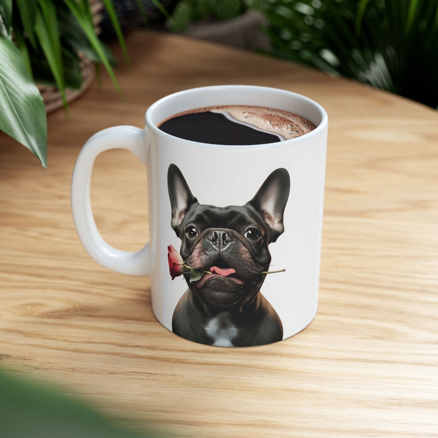 French Bulldog Mug with Rose (11oz & 15oz)