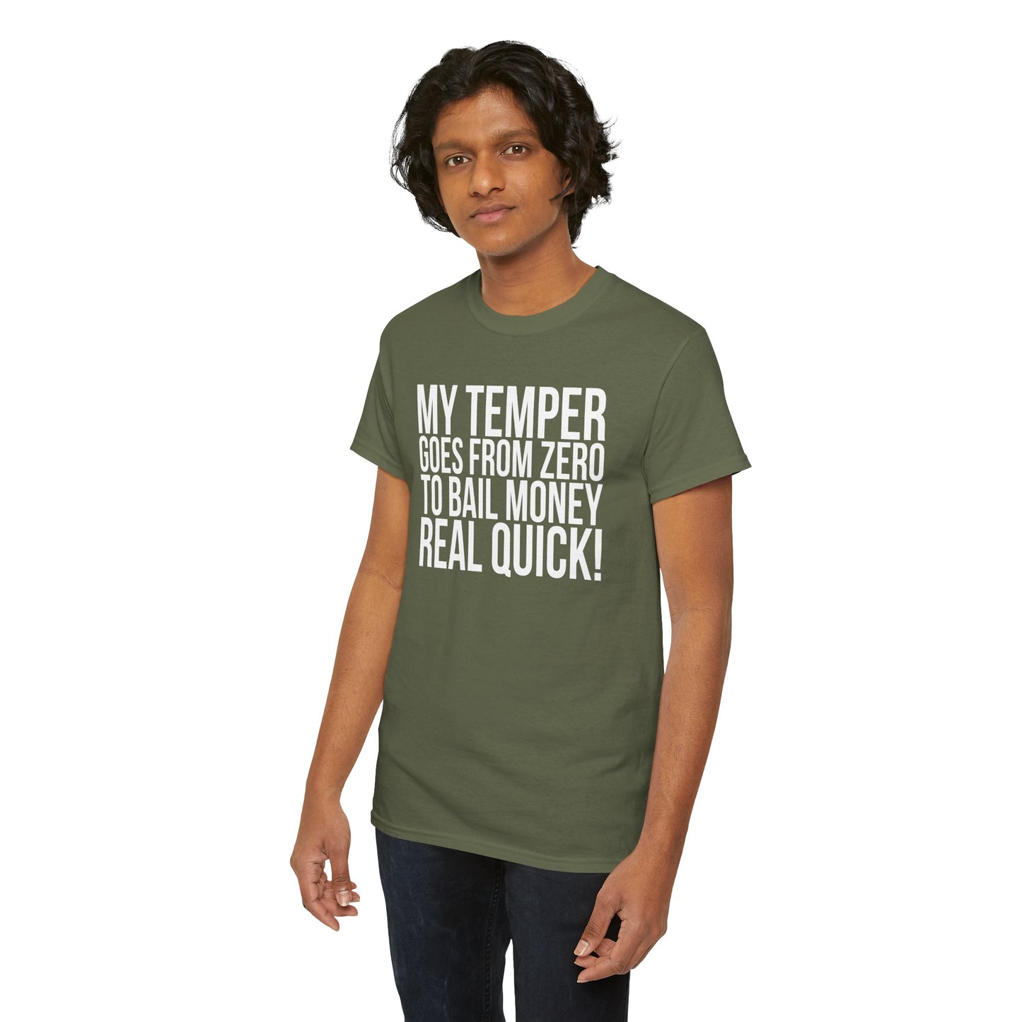 Sarcastic Unisex Tee - 'My Temper Goes from Zero to Bail Money Real Quick'