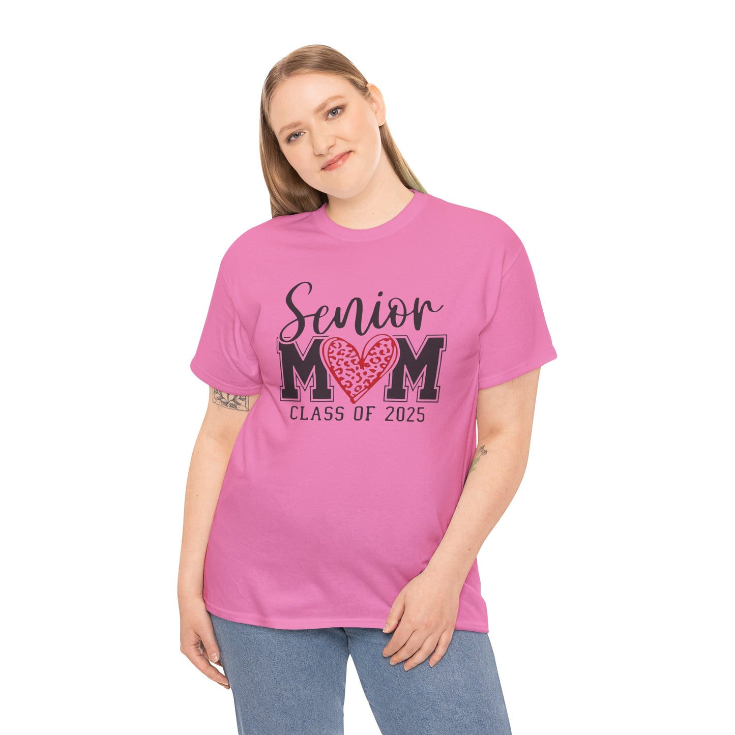 Senior Mom Class of 2026 Leopard Heart Shirt – Proud Graduation Tee for Moms