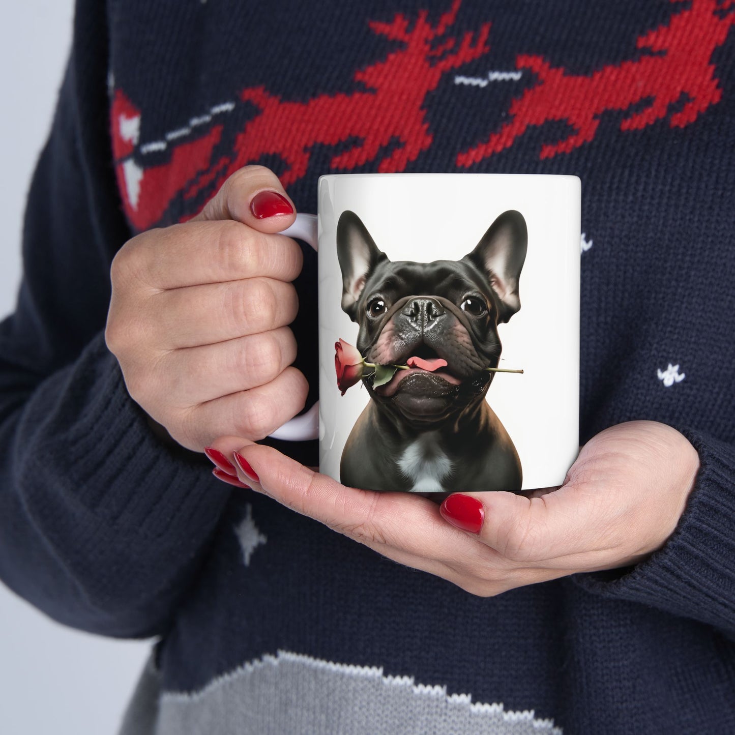 French Bulldog Mug with Rose (11oz & 15oz)