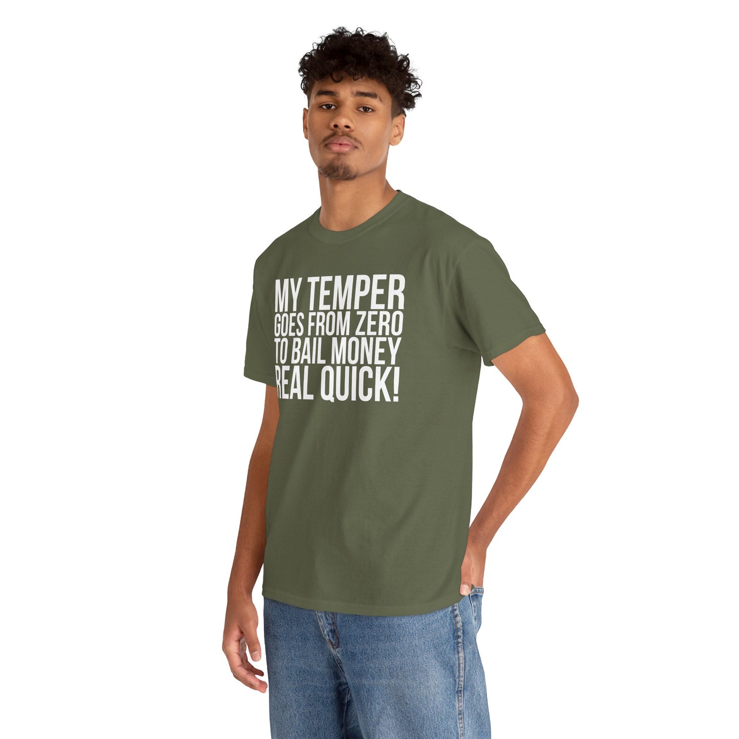 Sarcastic Unisex Tee - 'My Temper Goes from Zero to Bail Money Real Quick'