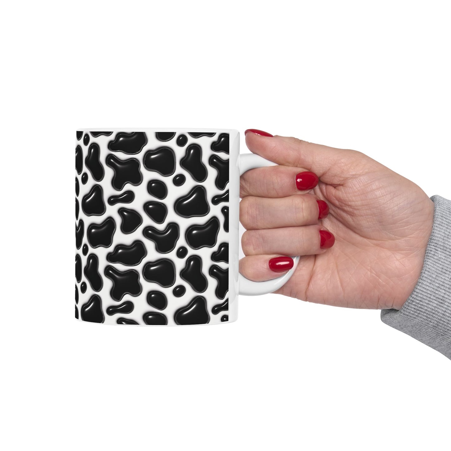 "Modern Black and White Leopard Print" Ceramic Mug (11oz, 15oz)