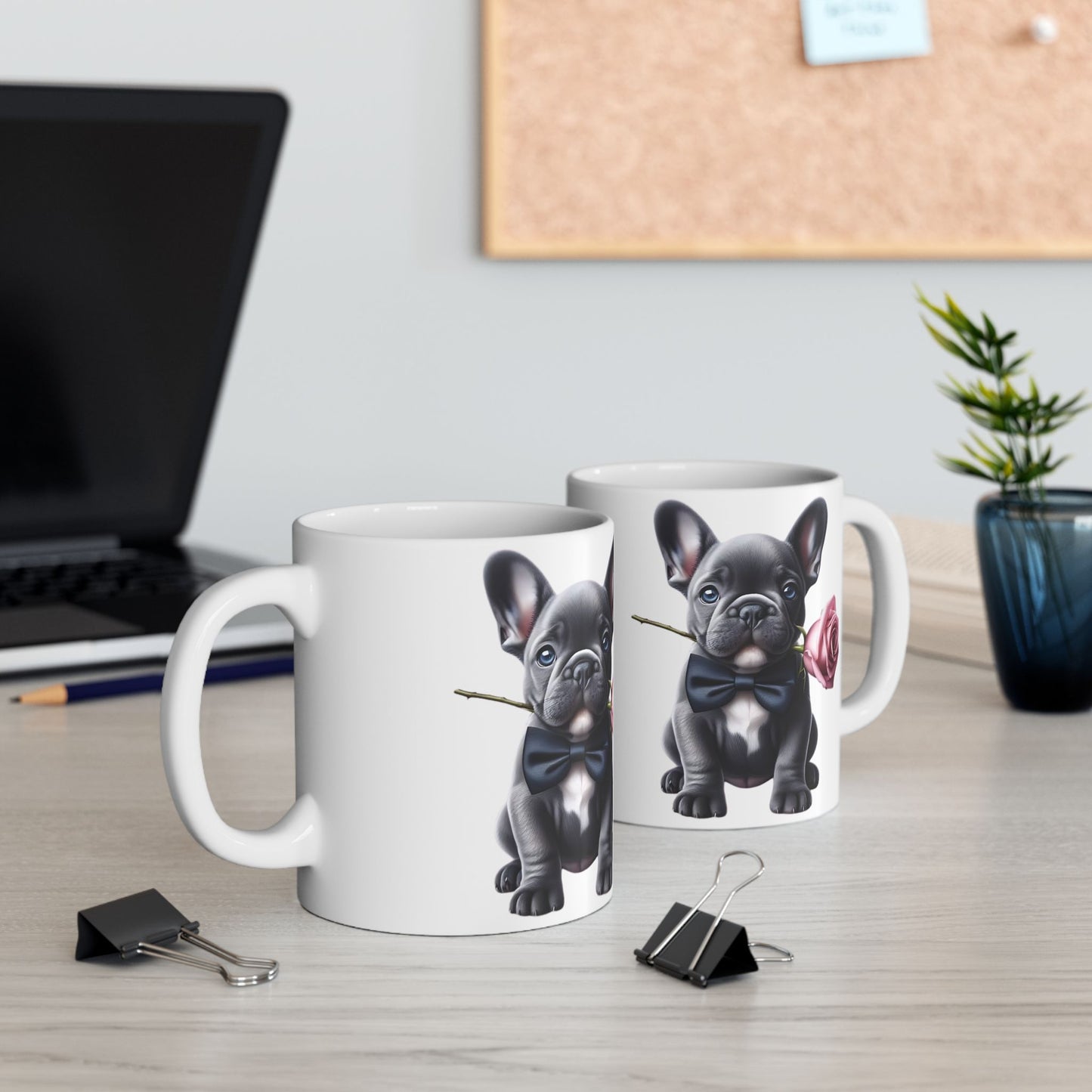 Adorable French Bulldog Mug with Rose (11oz & 15oz)