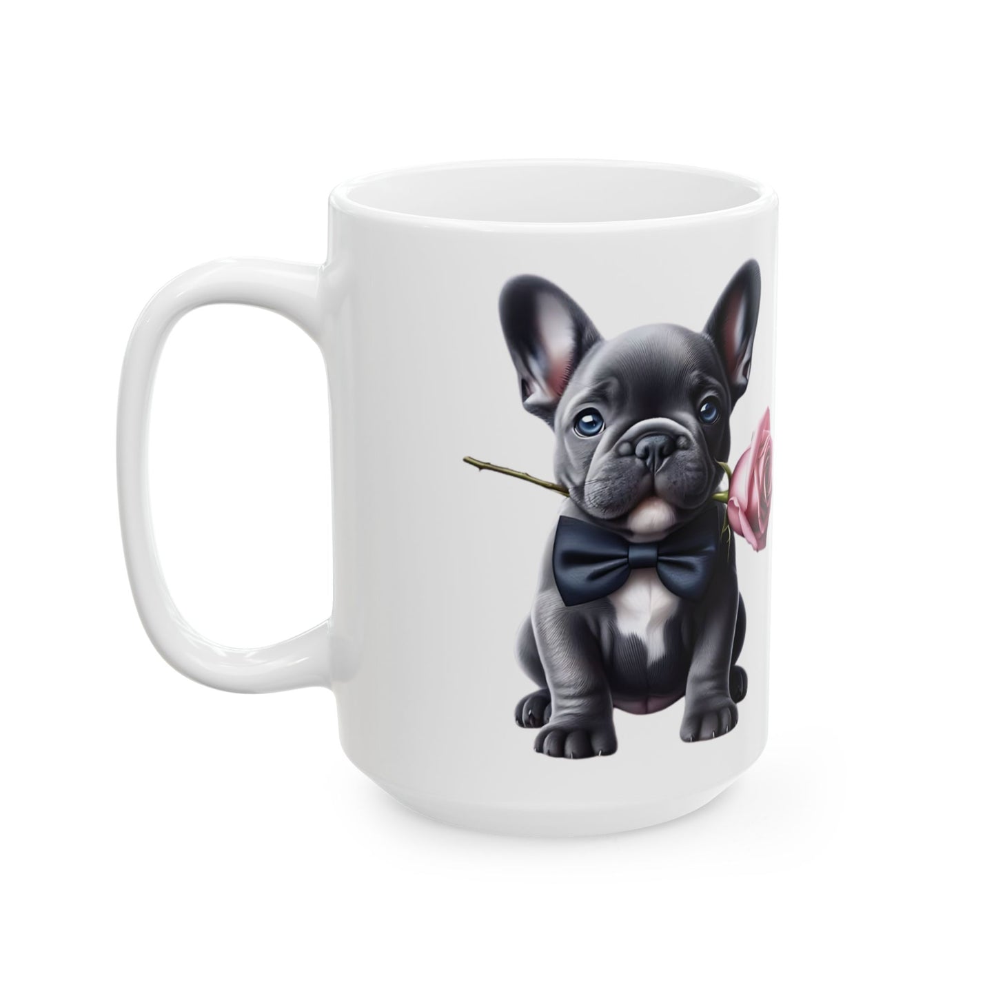 Adorable French Bulldog Mug with Rose (11oz & 15oz)
