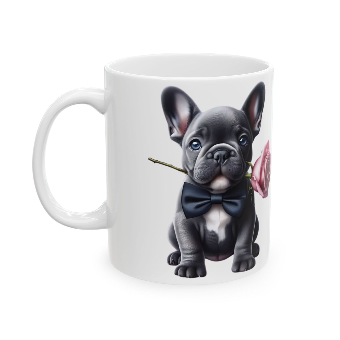 Adorable French Bulldog Mug with Rose (11oz & 15oz)