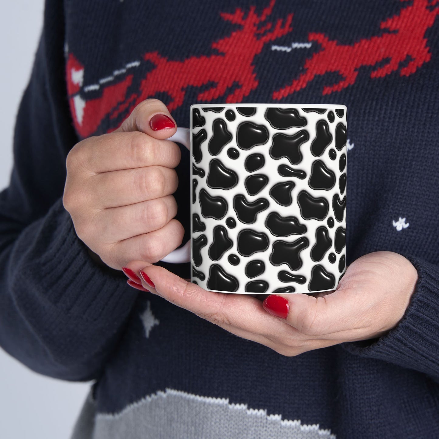 "Modern Black and White Leopard Print" Ceramic Mug (11oz, 15oz)