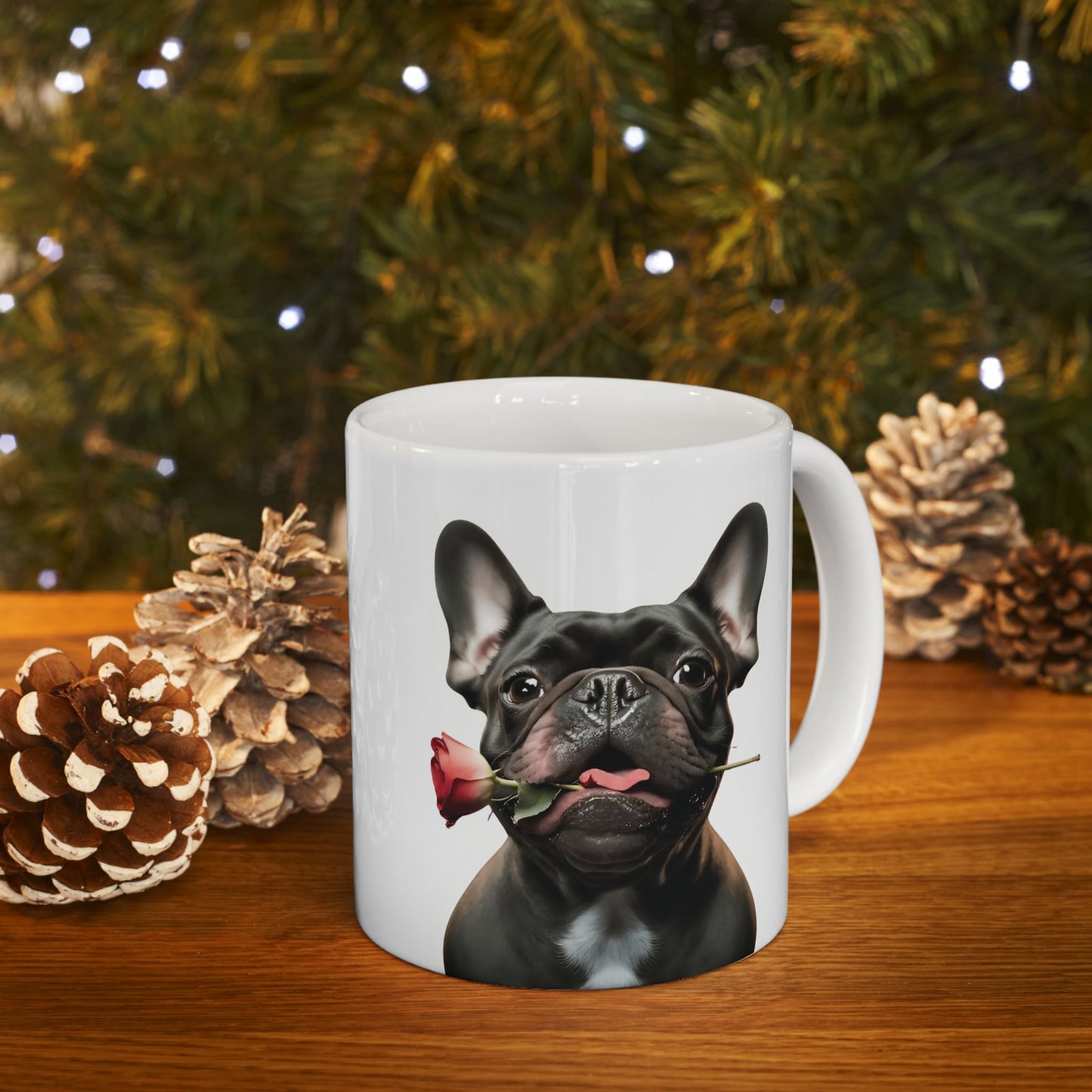 French Bulldog Mug with Rose (11oz & 15oz)