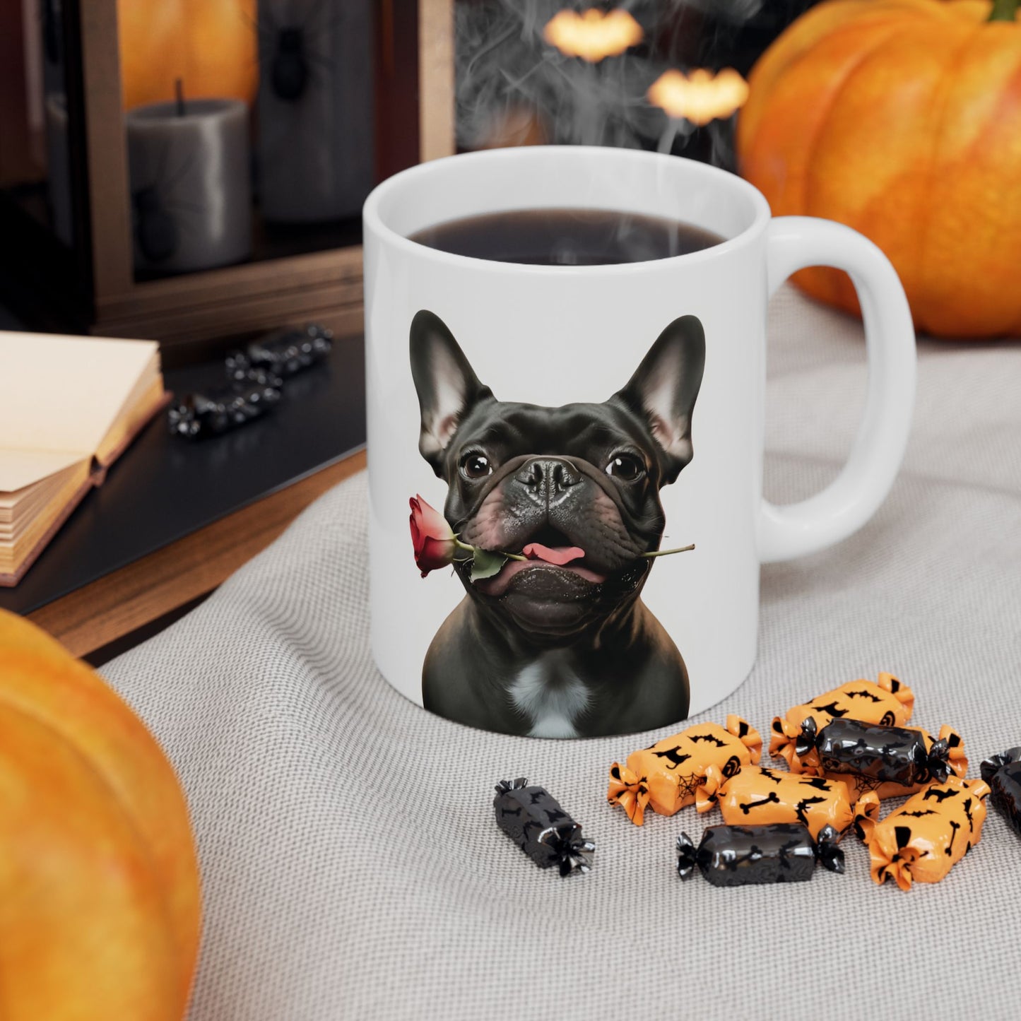 French Bulldog Mug with Rose (11oz & 15oz)