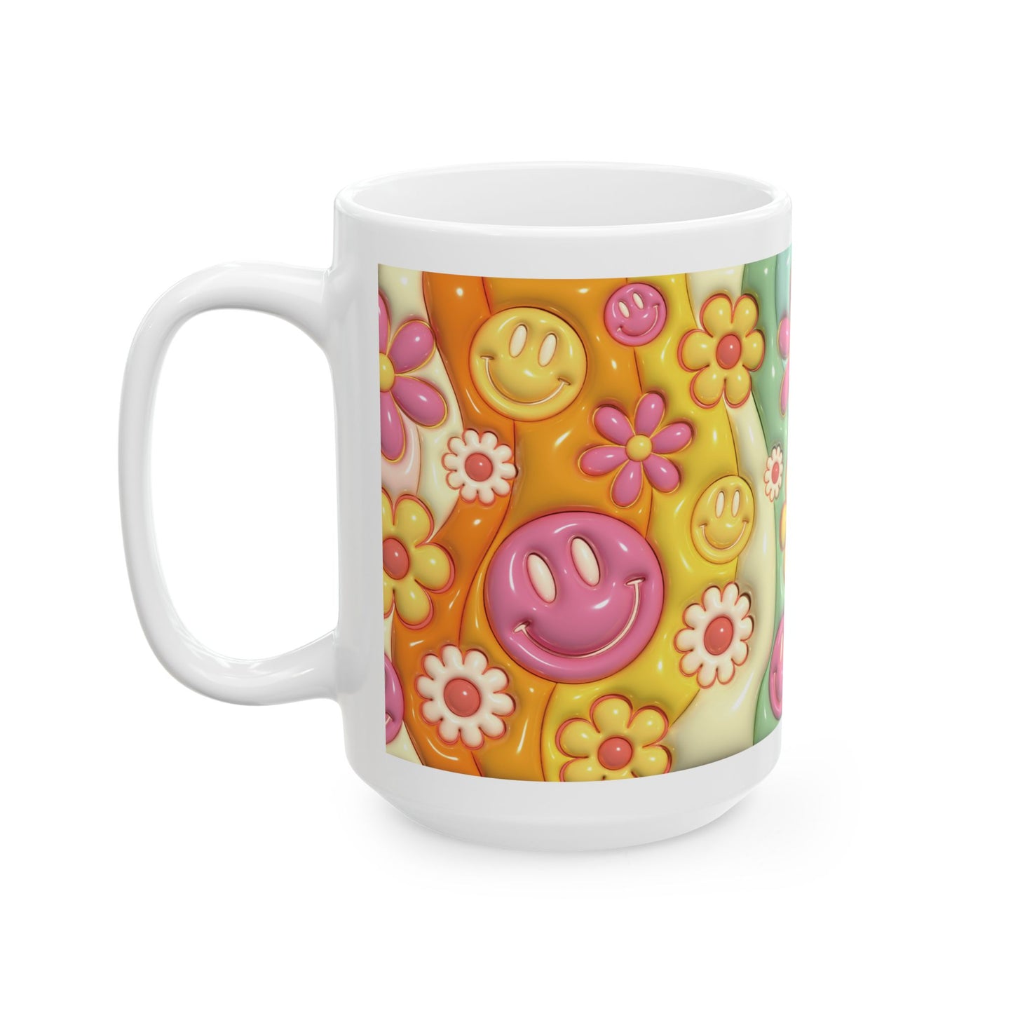 "Cheerful Floral" Ceramic Mug (11oz, 15oz)