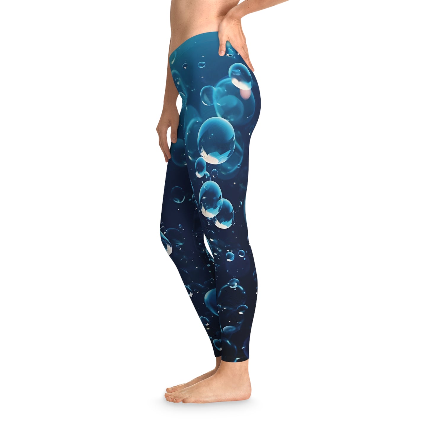 Deep Blue Drift" Bubble Art Leggings – Ocean Vibe Streetwear
