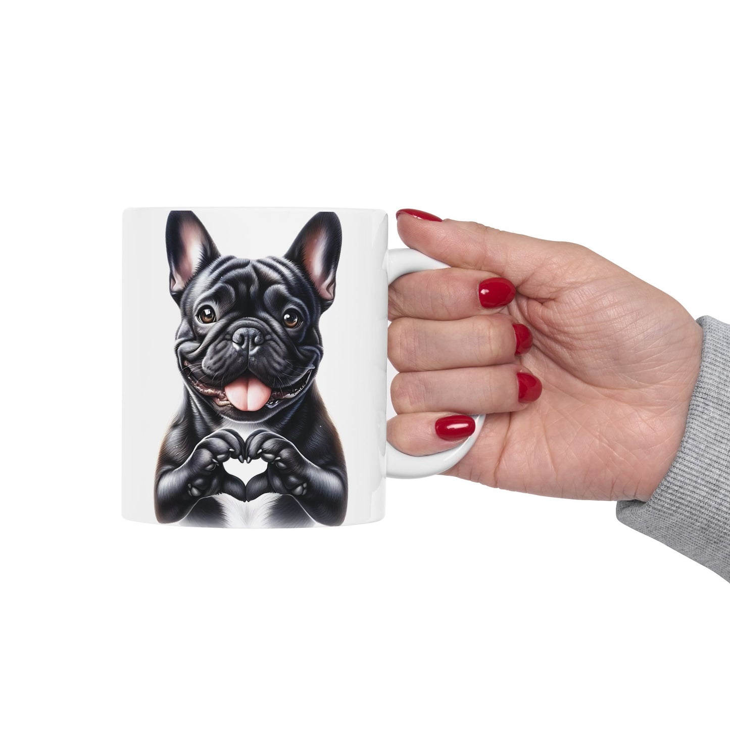 French Bulldog Heart Hand Sign Mug (11oz & 15oz)