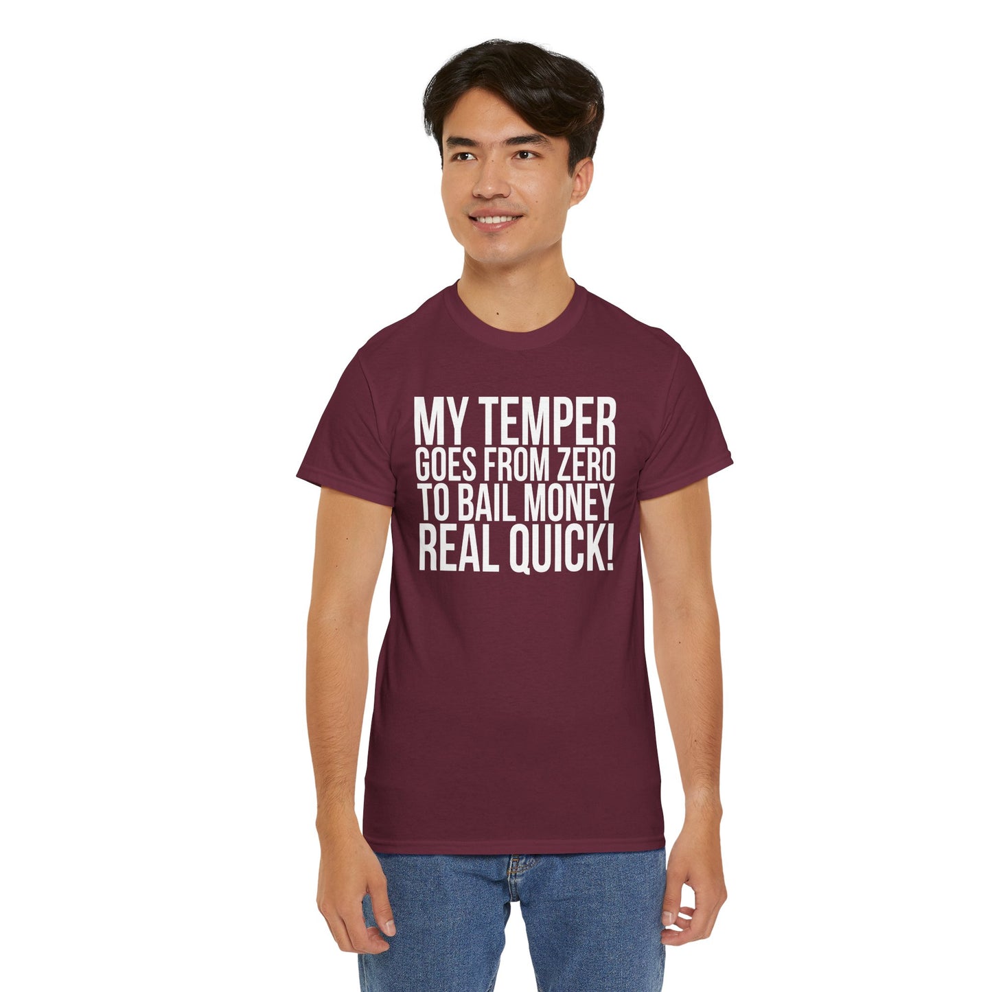 Sarcastic Unisex Tee - 'My Temper Goes from Zero to Bail Money Real Quick'