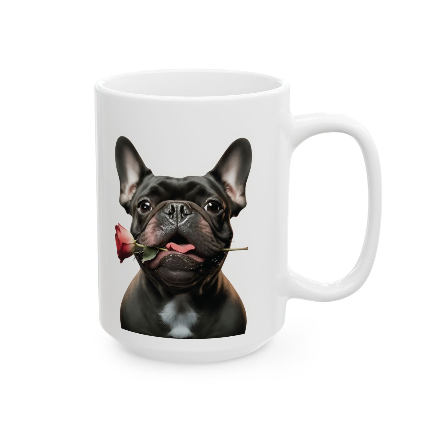 French Bulldog Mug with Rose (11oz & 15oz)