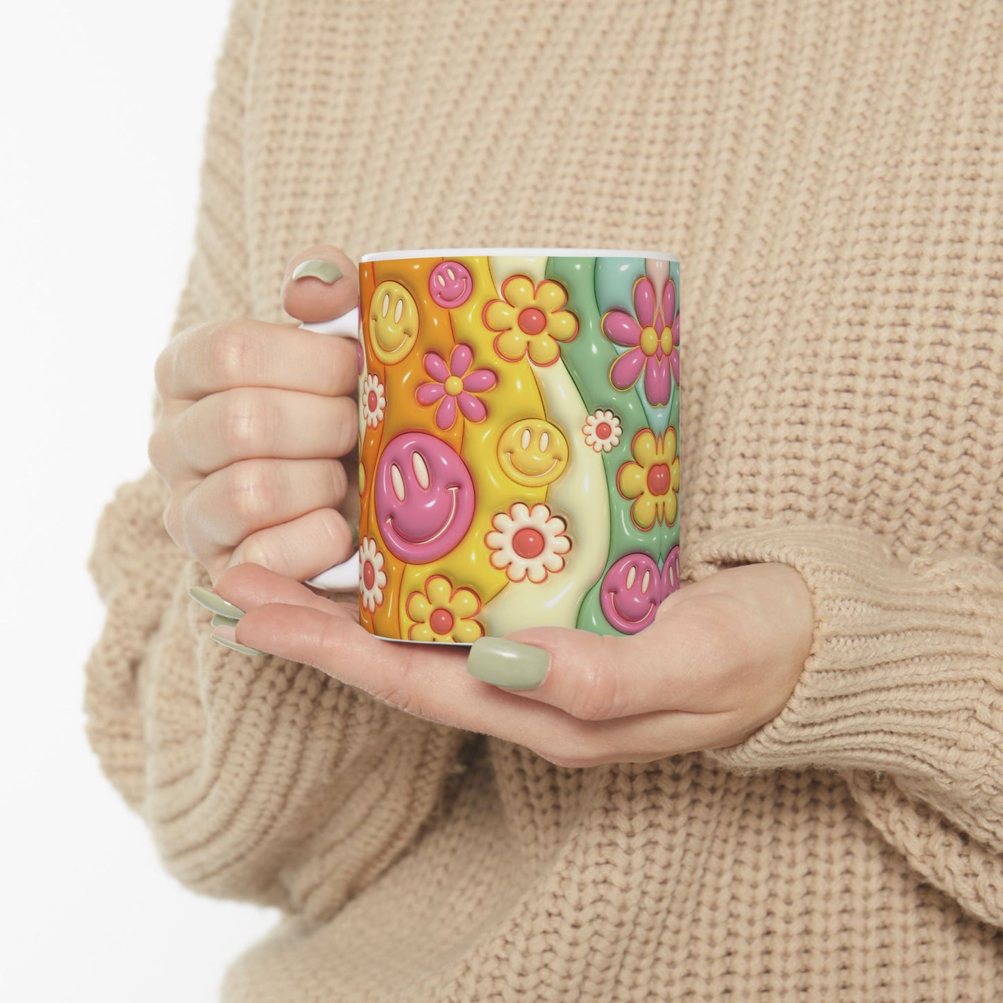 "Cheerful Floral" Ceramic Mug (11oz, 15oz)