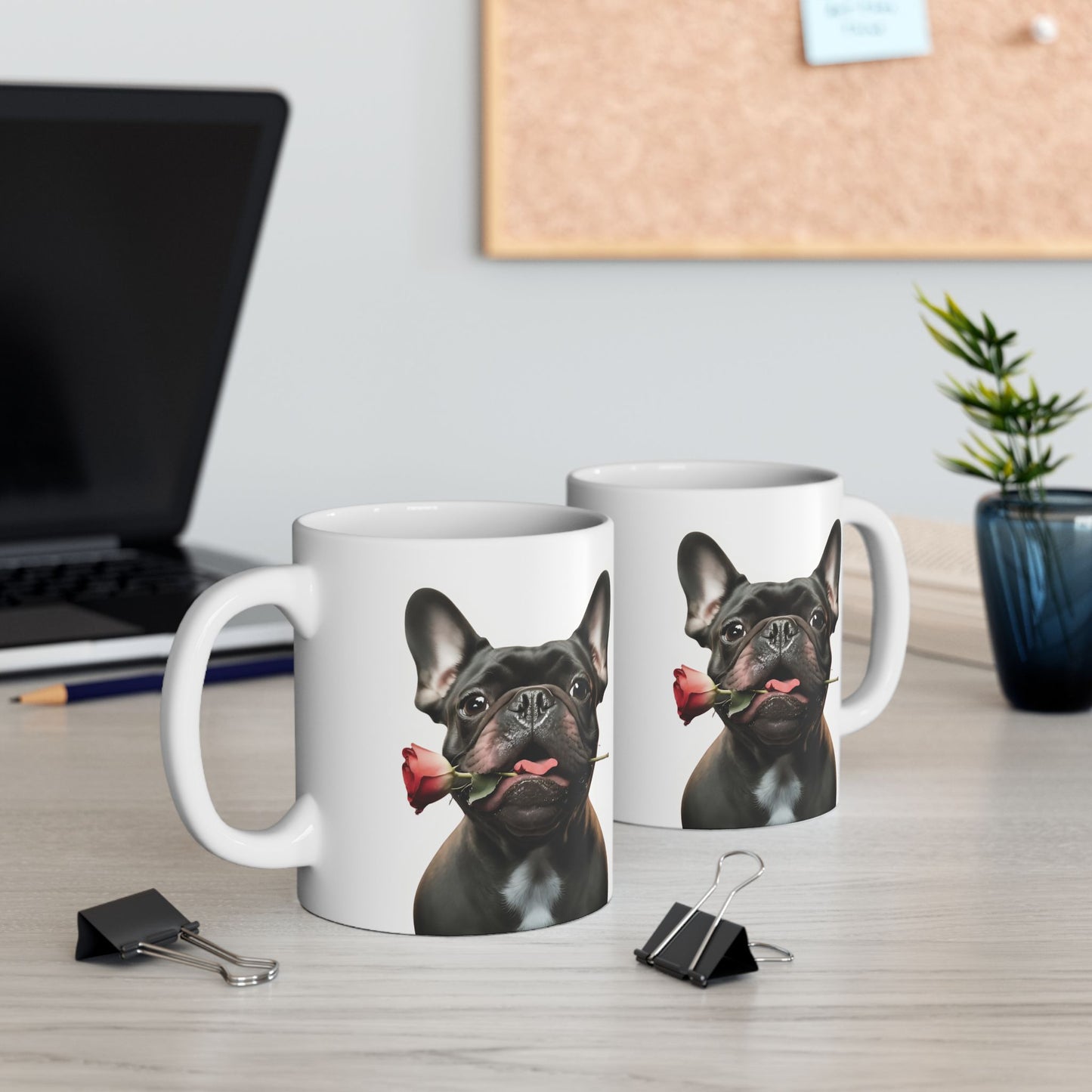 French Bulldog Mug with Rose (11oz & 15oz)