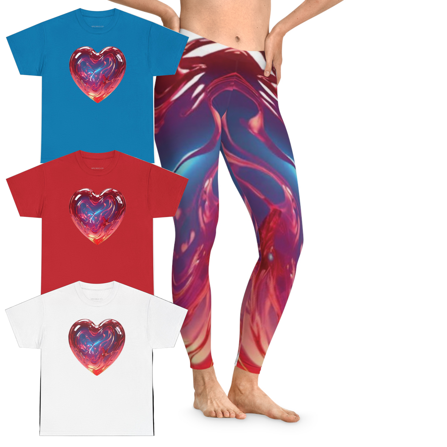Graphic Heart Leggings & Tee Set – Love in Every Step ❤️