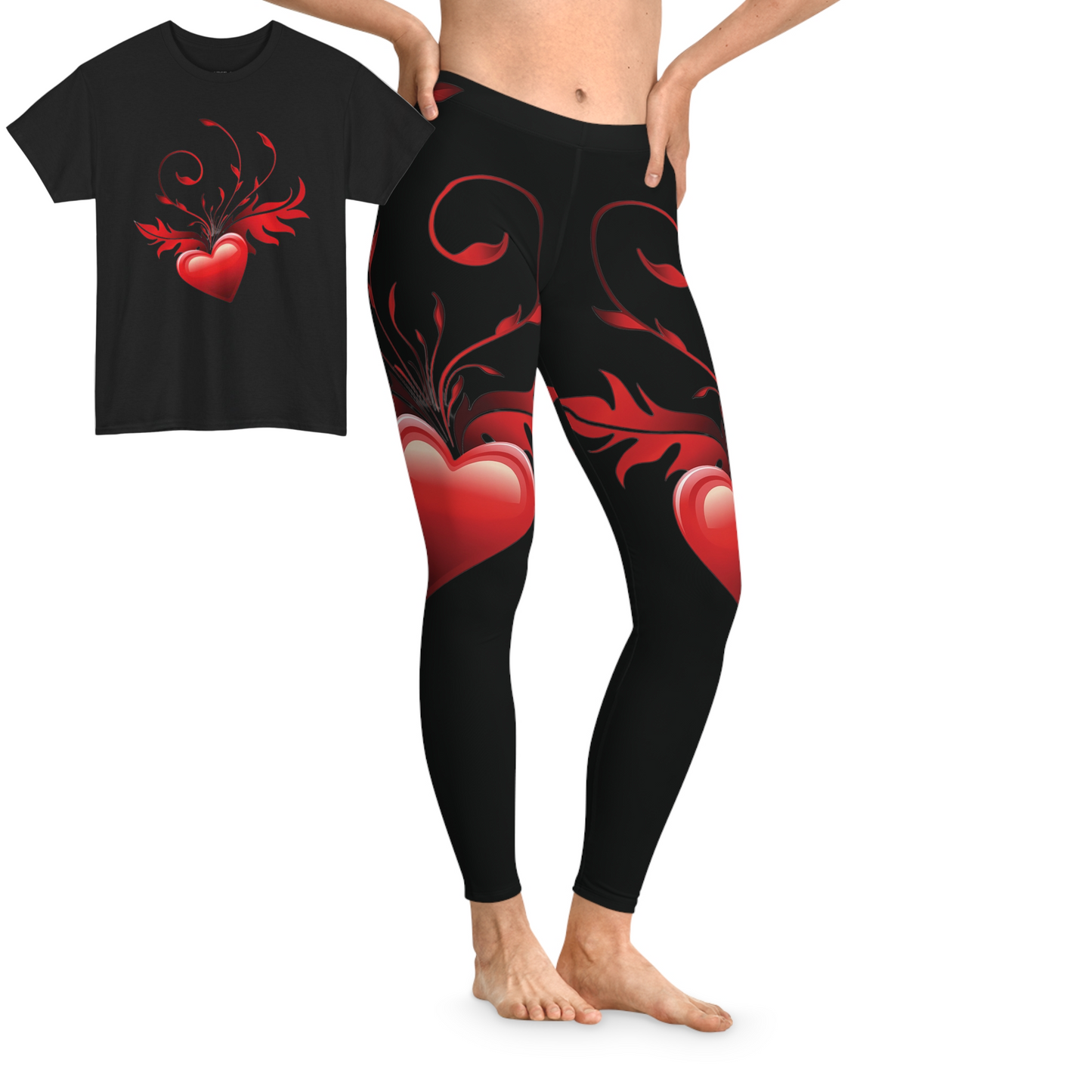 Graphic Heart Leggings & Tee Set – Love in Every Step ❤️