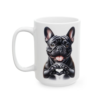 French Bulldog Heart Hand Sign Mug (11oz & 15oz)