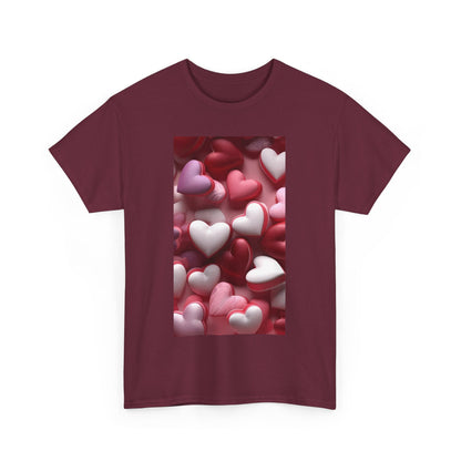 Trendy Women's Graphic "Valentine's Heart Pattern" Tee