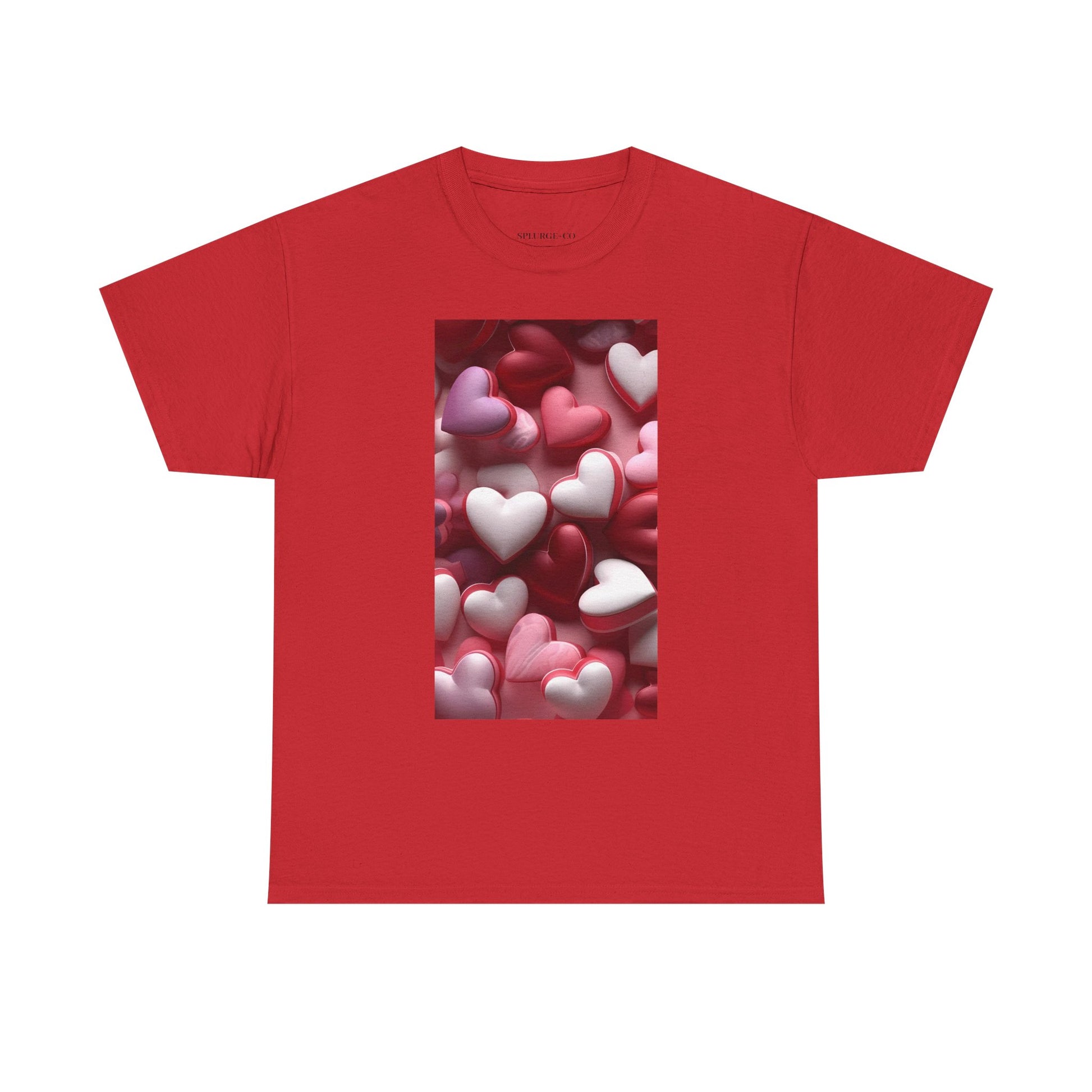 Trendy Women's Graphic "Valentine's Heart Pattern" Tee