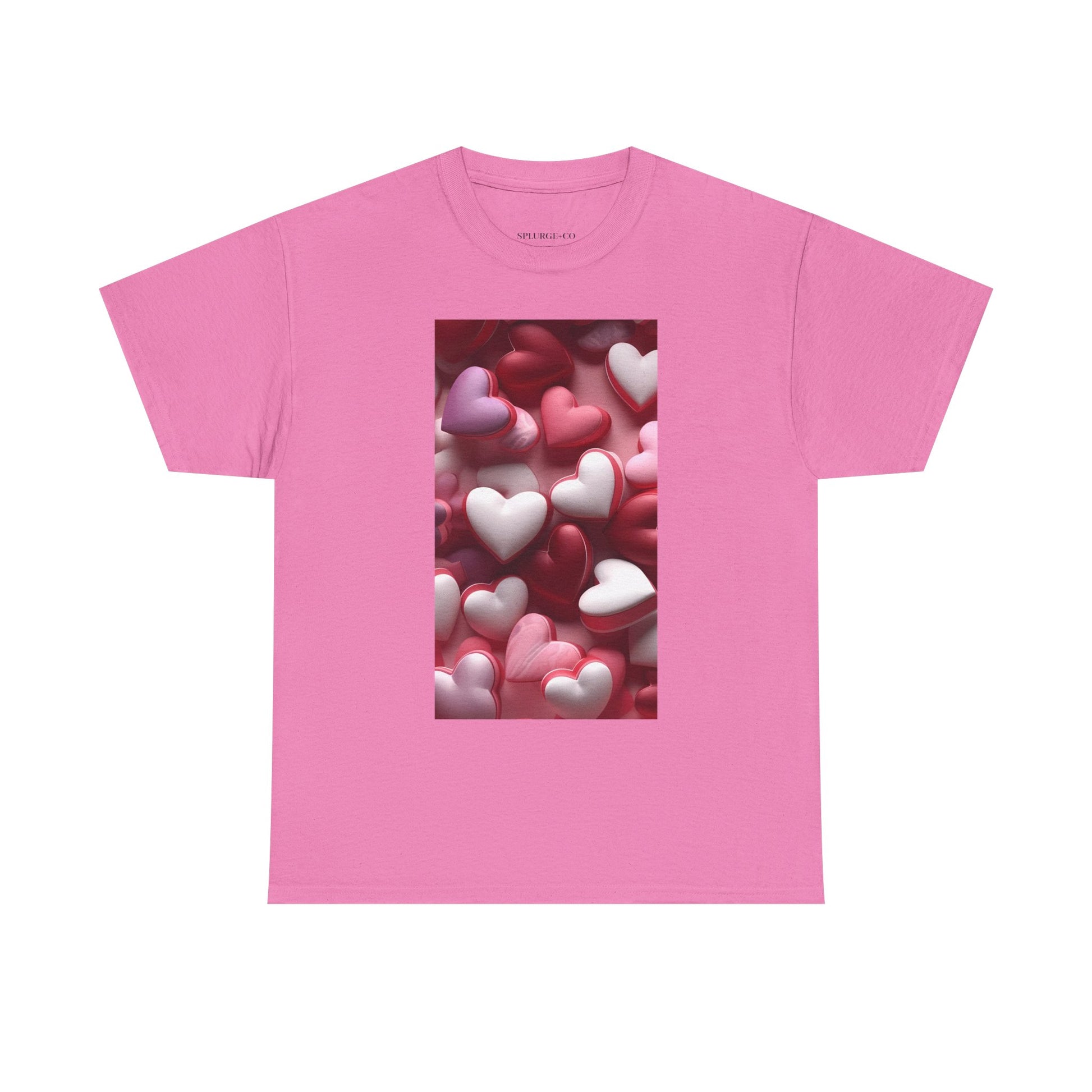 Trendy Women's Graphic "Valentine's Heart Pattern" Tee