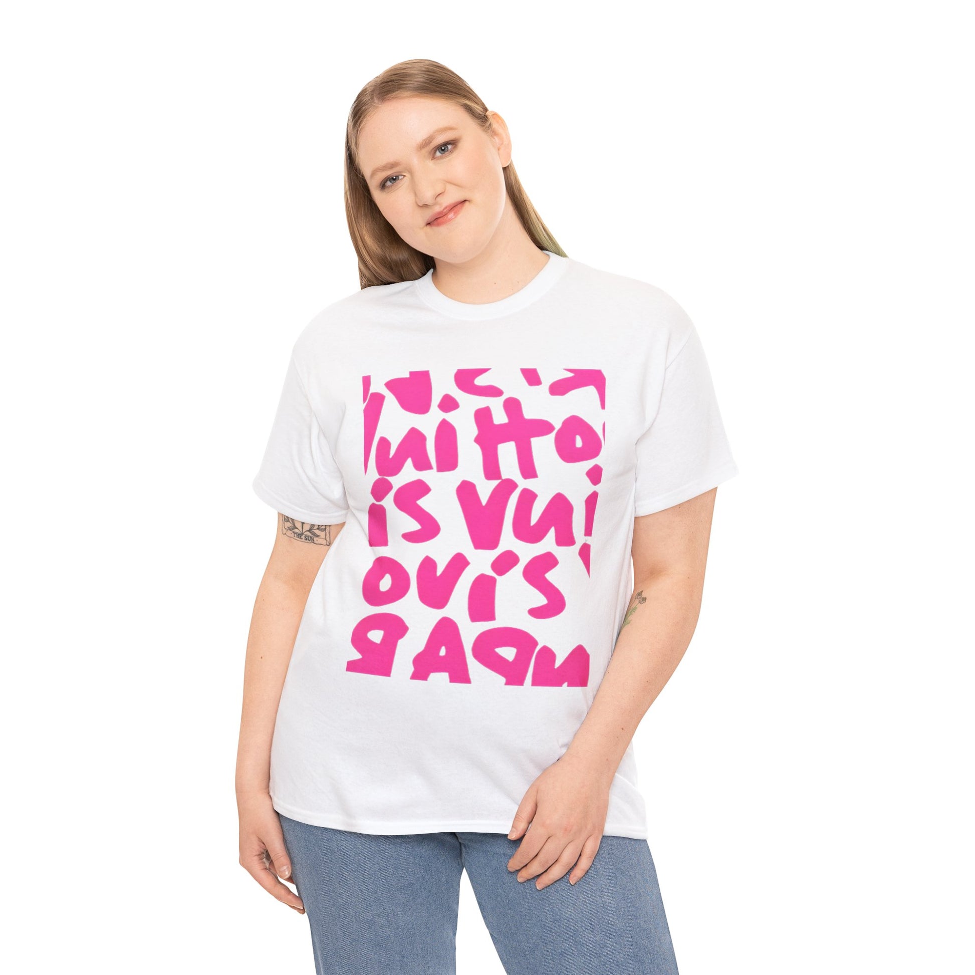 Graphic Women's Tee – Vibrant Pink Typography Design | Bold & Trendy Statement Tee