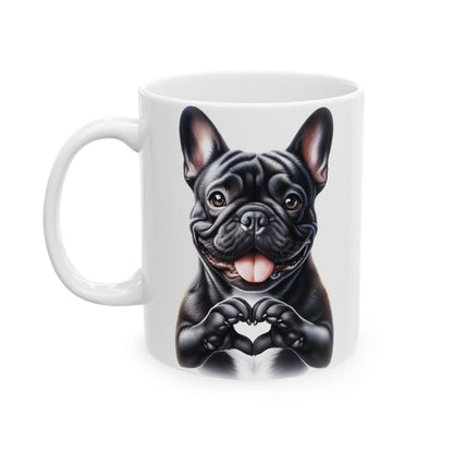 French Bulldog Heart Hand Sign Mug (11oz & 15oz)