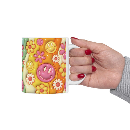 "Cheerful Floral" Ceramic Mug (11oz, 15oz)
