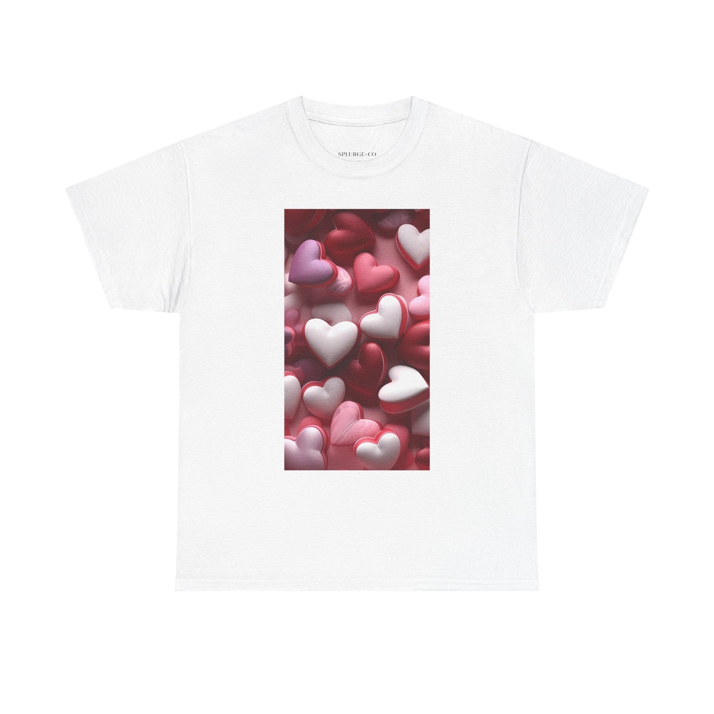 Trendy Women's Graphic "Valentine's Heart Pattern" Tee