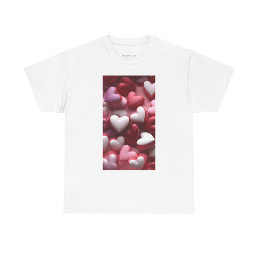 Trendy Women's Graphic "Valentine's Heart Pattern" Tee