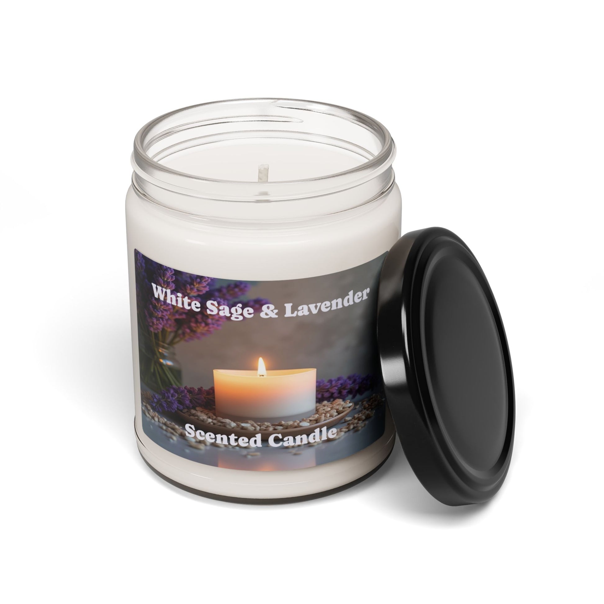 White Sage & Lavender - Scented Soy Wax Candle, 9oz