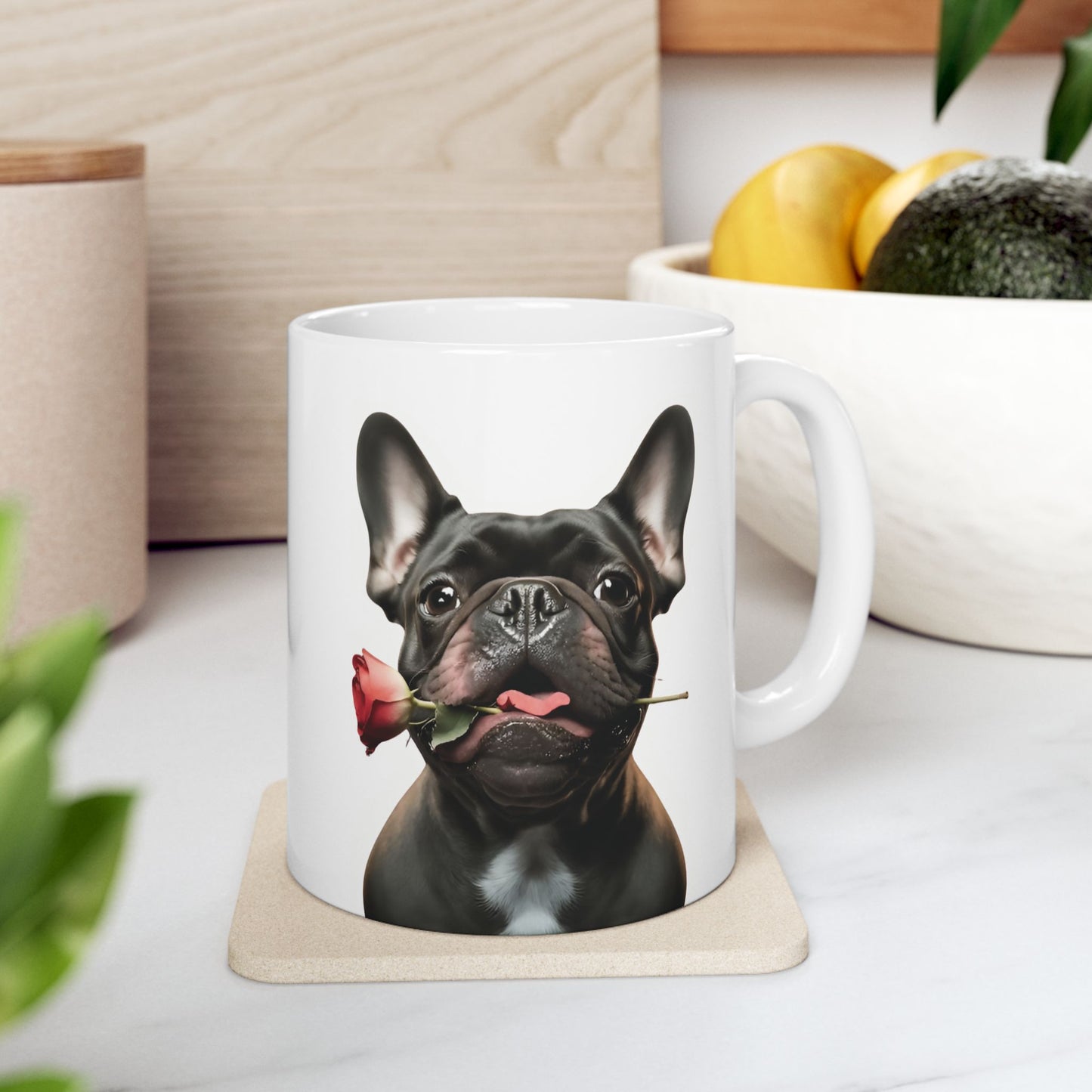 French Bulldog Mug with Rose (11oz & 15oz)