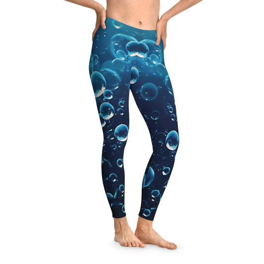 Deep Blue Drift" Bubble Art Leggings – Ocean Vibe Streetwear