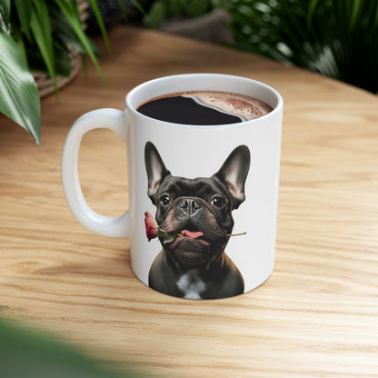 French Bulldog Mug with Rose (11oz & 15oz)