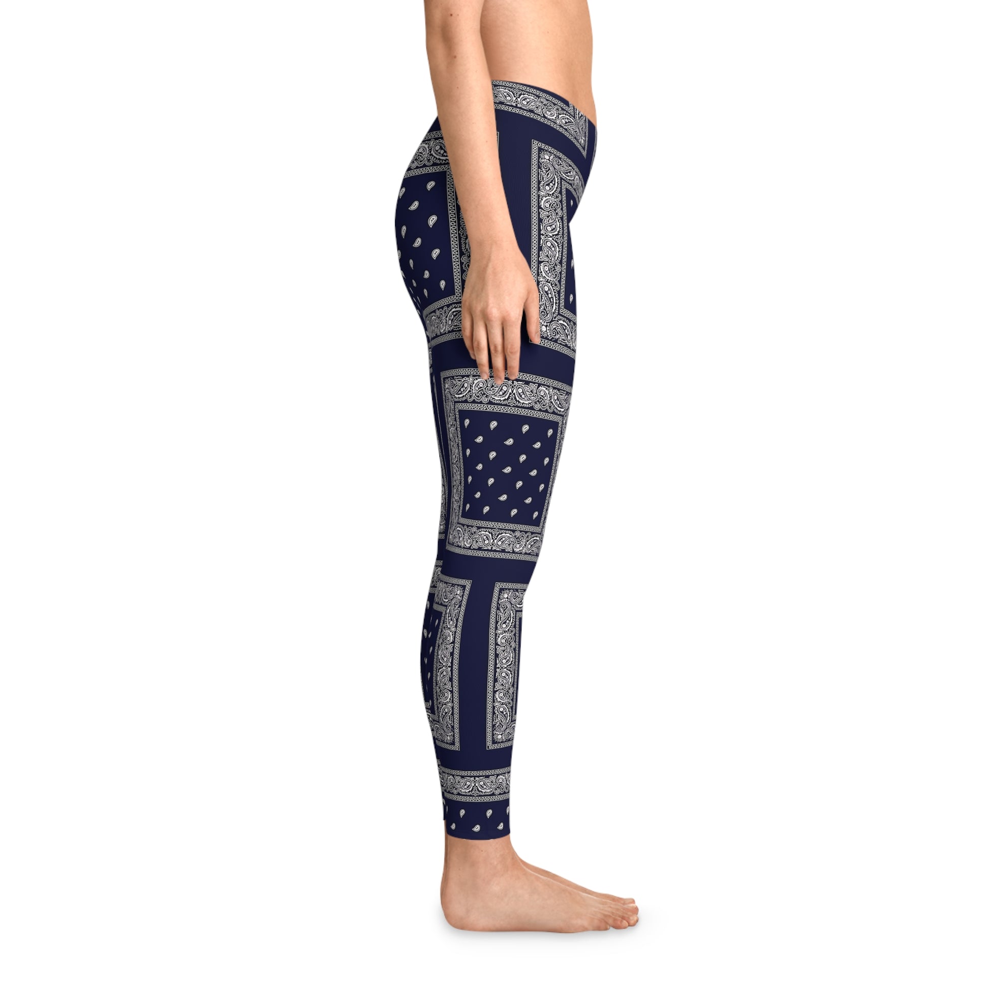 Navy Bandana Pattern Stretchy Leggings - Stylish & Comfortable Activewear