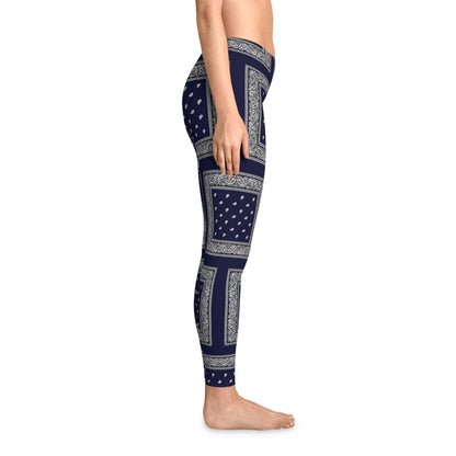 Navy Bandana Pattern Stretchy Leggings - Stylish & Comfortable Activewear